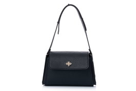 Lucky Bees Bolsa de Hombro Negra en Cuero de Polivinilo, 23x10x15 cm